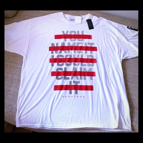 Sean John Graphic T Shirt Men's Size 4XB BIG White/Red NEW - Picture 1 of 5